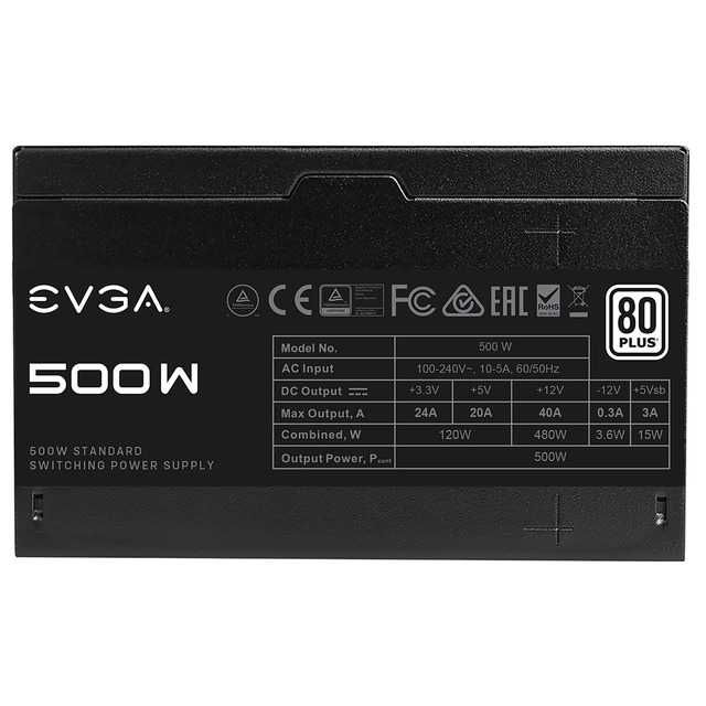 Fuente de Poder EVGA 100-W1-0500-KR 80 PLUS / ATX / 120mm / 500W