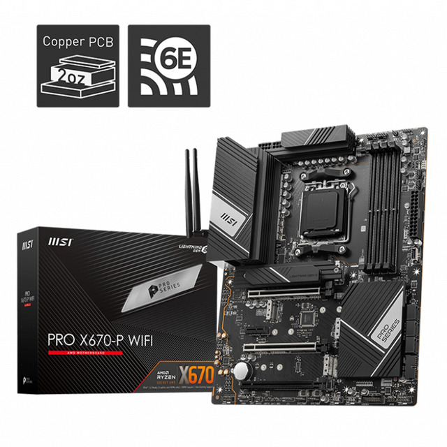 Tarjeta Madre MSI PRO X670-P WIFI / Socket AM5 / ATX / DDR5 / SATA3 y USB3.2 / M.2 / WiFi / Ryzen 7000