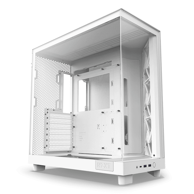Gabinete NZXT H6 FLOW WHITE RGB / Cristal Templado / Mini-ITX / Micro-ATX / ATX
