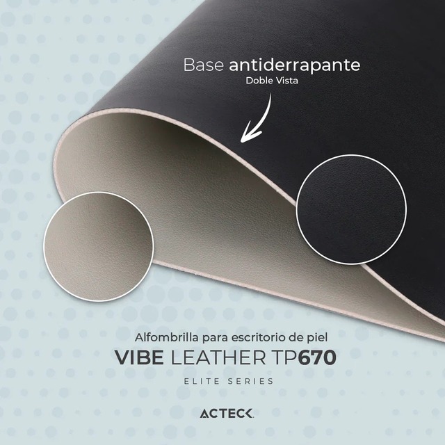 Mousepad Acteck Escritorio | Vibe Leather TP670 | Doble Cara Acabado de Piel Sintetica 