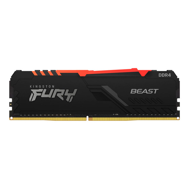 Memoria RAM DDR4 16GB / 3200MHz / Kingston Fury Beast RGB / 1 Modulo Negro 