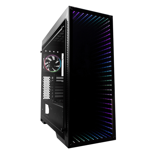 Gabinete Game Factor CSG601 LED RGB Infinity Mirror / E-ATX / Frontal Cristal Templado