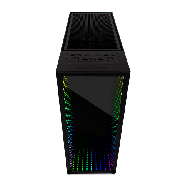 Gabinete Game Factor CSG601 LED RGB Infinity Mirror / E-ATX / Frontal Cristal Templado