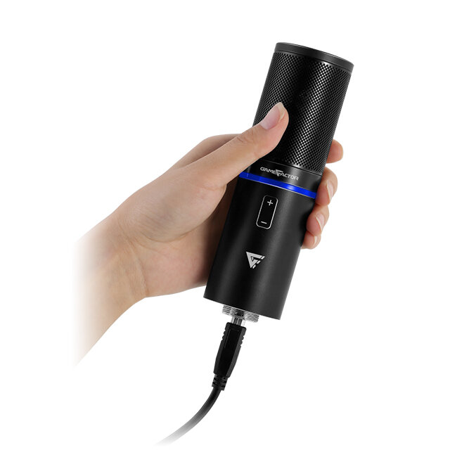 Microfono GameFactor, Alambrico, USB, Negro 