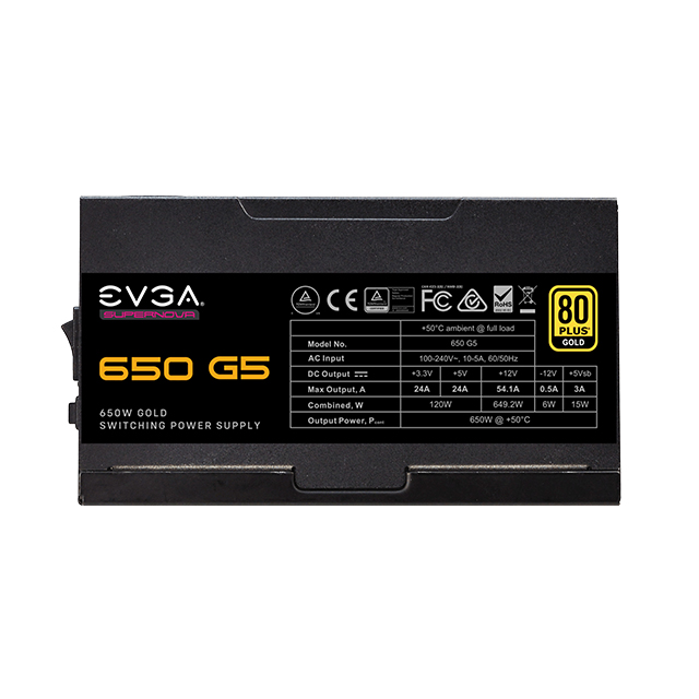 Fuente de poder 650 G5 SUPERNOVA EVGA / Certificación 80+ GOLD / Full Modular
