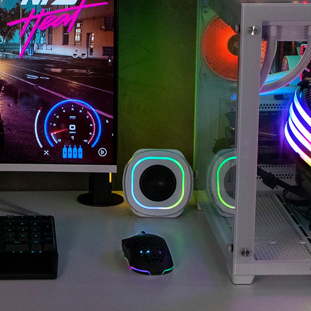 Bocinas Balam Rush / Glimm Quad BG555 / Bluetooth / Iluminación RGB / Blanco