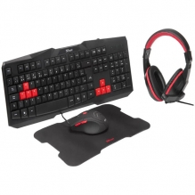 Kit Gamer Trust / Teclado / Mouse / Audifonos / Mousepad / Alámbrico USB /  Negro/Rojo