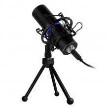 Microfono GameFactor, Alambrico, USB, Negro 